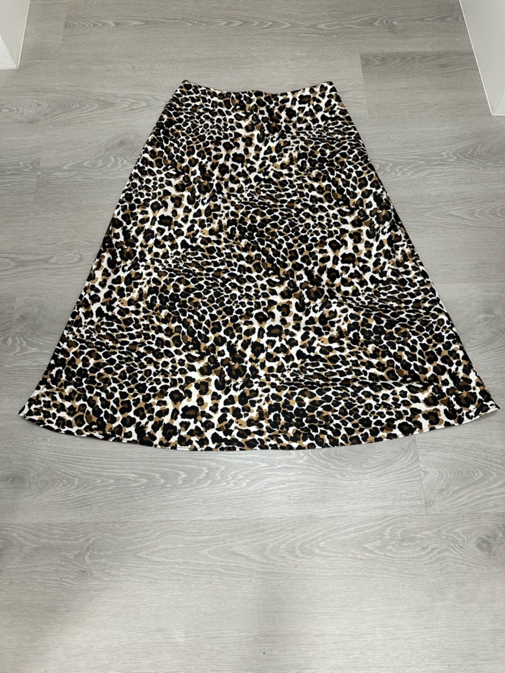 Leopard Print A-Line Midi Skirt - Brown/Black